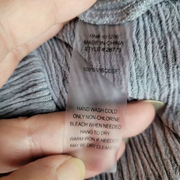 Soft Surroundings Top Tunic Crinkle Gauze Cowl Asymmetrical Tab Sleeve Gray M - Picture 17 of 17